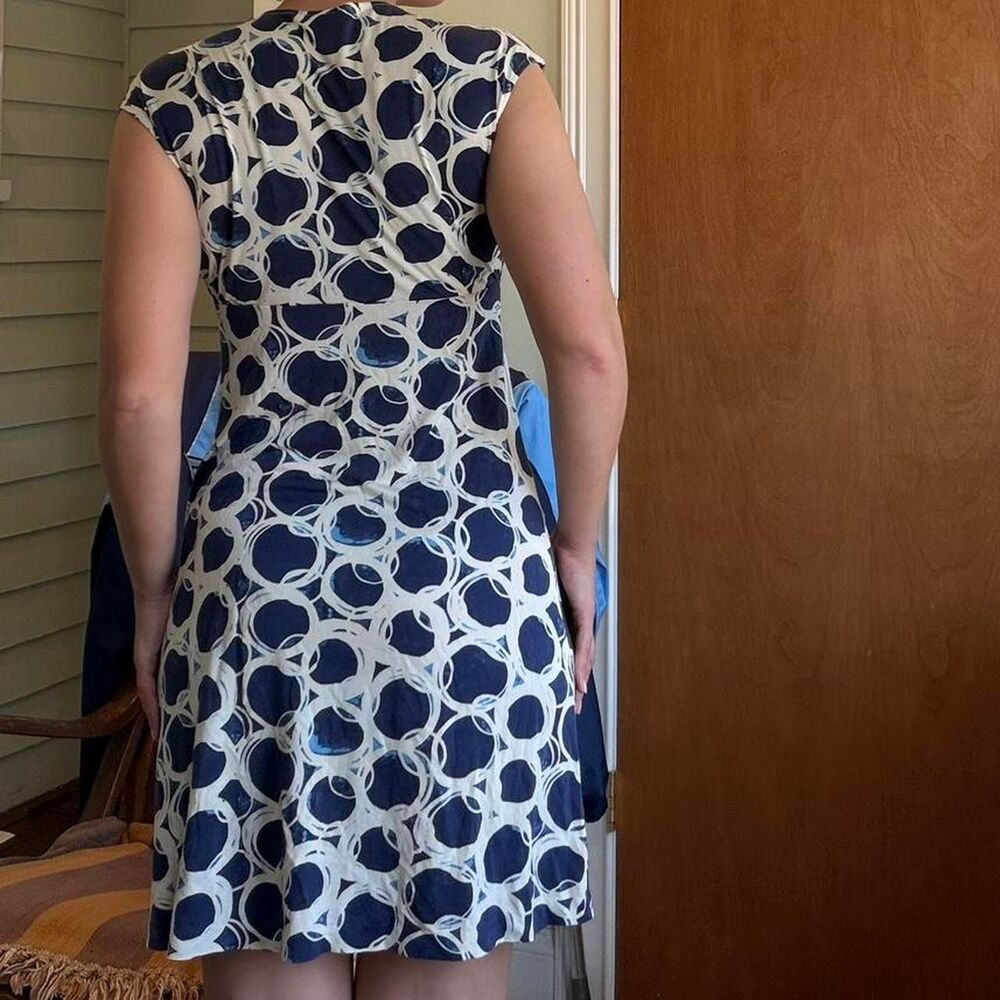 Banana-republic y2k 2000s polka dot summer mini dress silk/cotton medium - Picture 2 of 8
